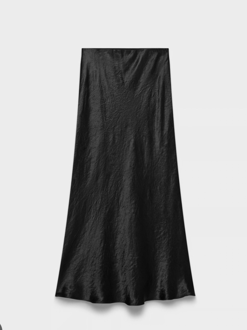 Aritzia Black Satin Midi A-Line Skirt